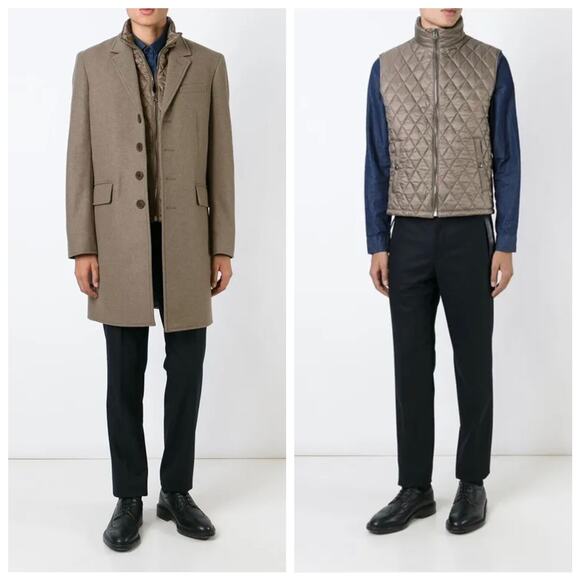 NWT Burberry Men Size XL Lyndson 3-in-1 Taupe Wool Cashmere Long Coat + Vest - Picture 4 of 12